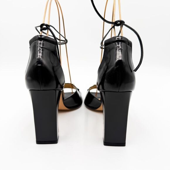 Gucci Horsebit Block Heels Ankle Wrap Sandals Black Leather 7.5 - Picture 5 of 12